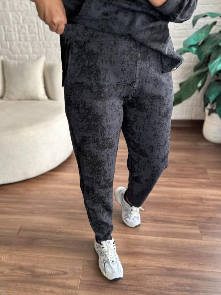 Modal Kumaş Yan ÇıtÇıtlı Batik Model Modal Takım Antrasit