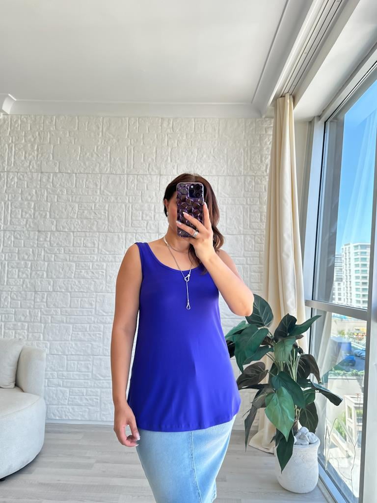 Mor Kalın Askılı Dökümlü Premium Modal Atlet Bluz