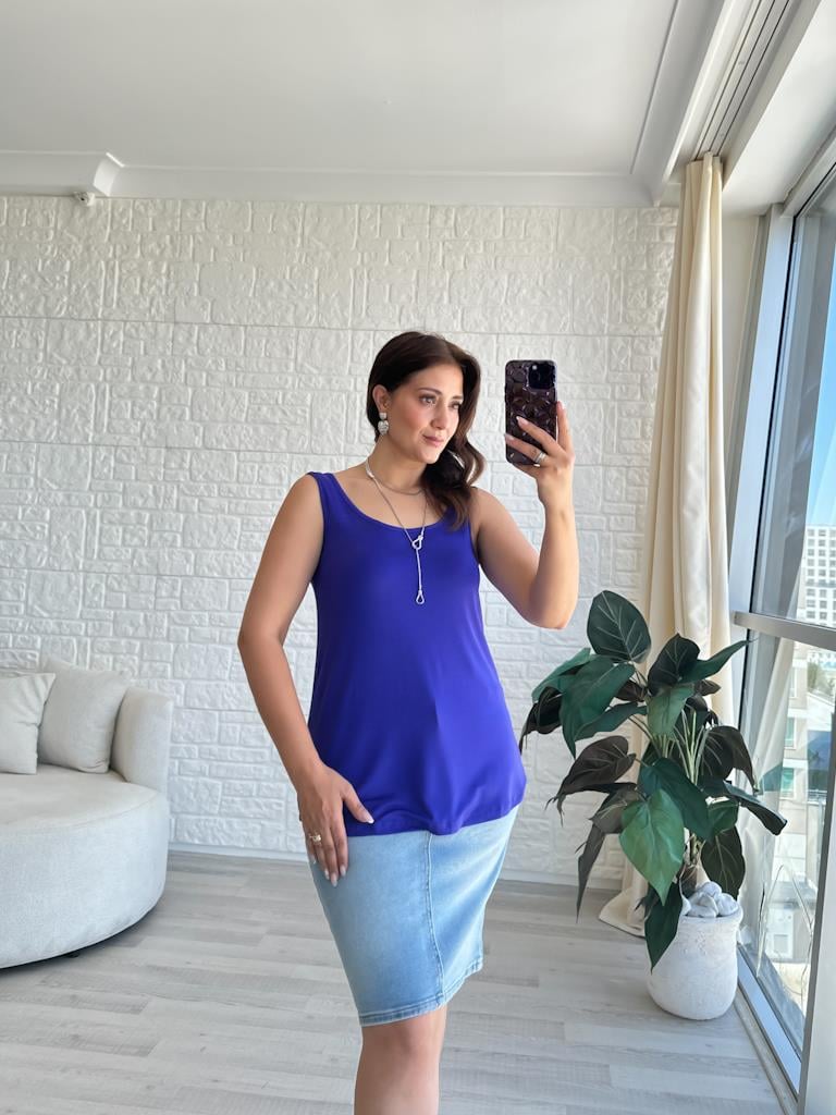 Mor Kalın Askılı Dökümlü Premium Modal Atlet Bluz