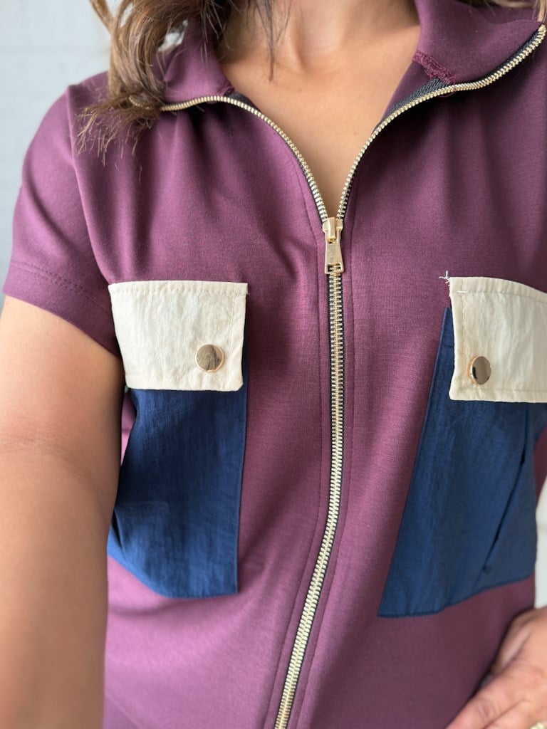 Mürdüm Fermuarlı Paraşüt Renkli Cepli Modal Takım
