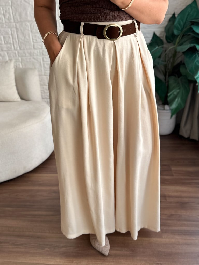 Natural Kemerli Pantolon Etek