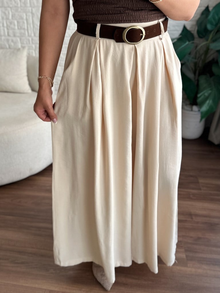 Natural Kemerli Pantolon Etek
