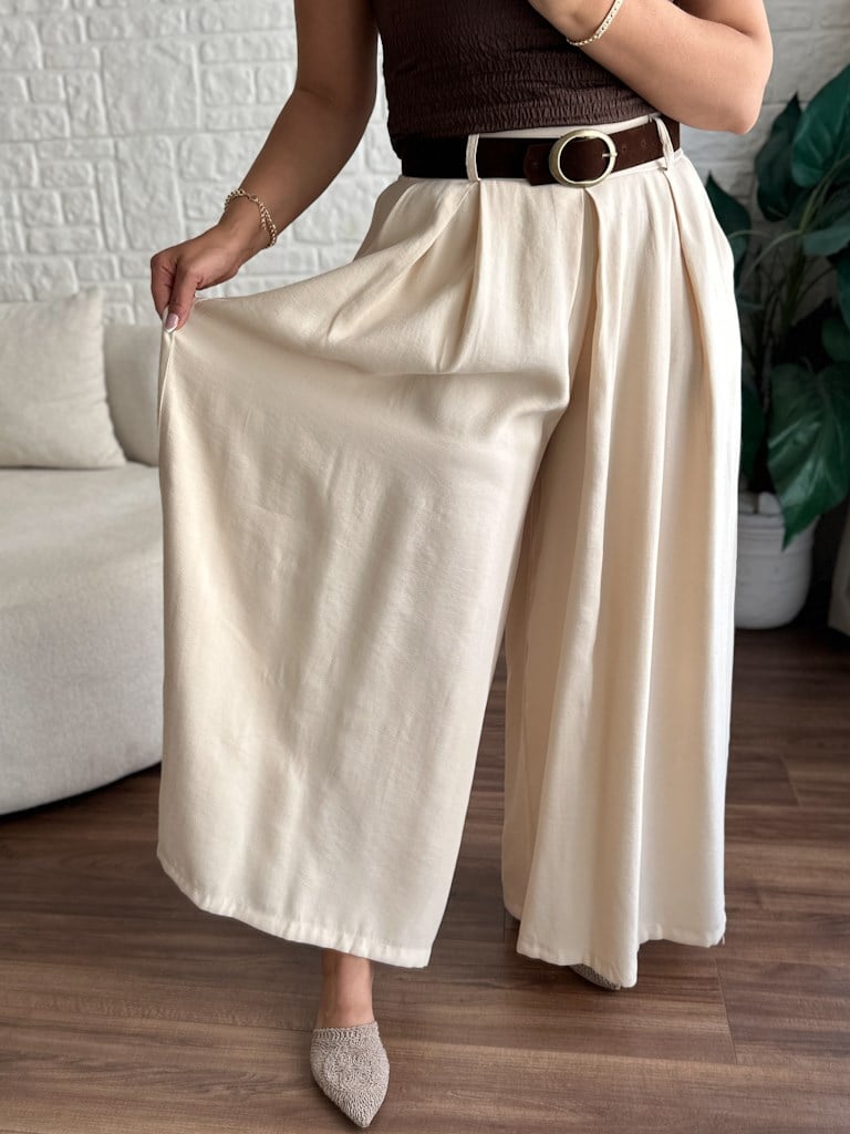 Natural Kemerli Pantolon Etek