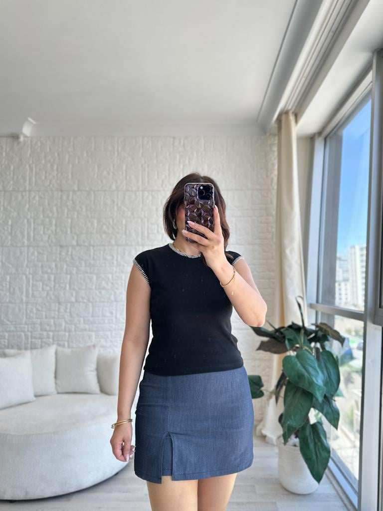 Orijinal Marka Dikiş Biyeli Premium Tişört Siyah