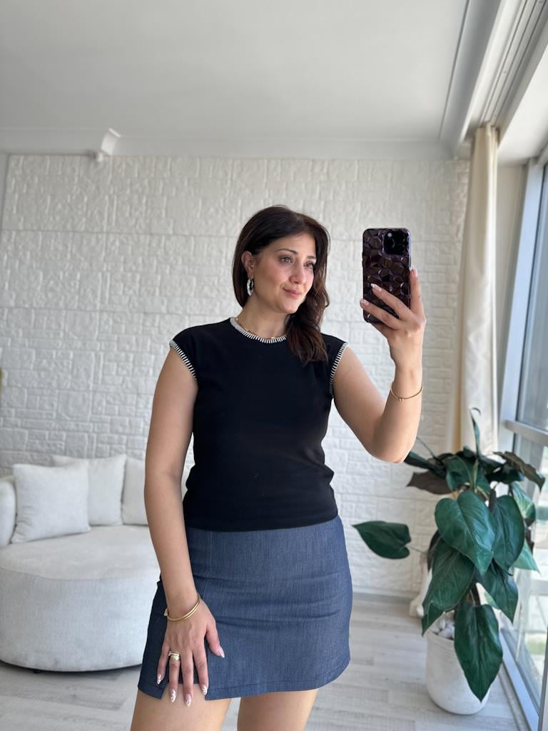 Orijinal Marka Dikiş Biyeli Premium Tişört Siyah