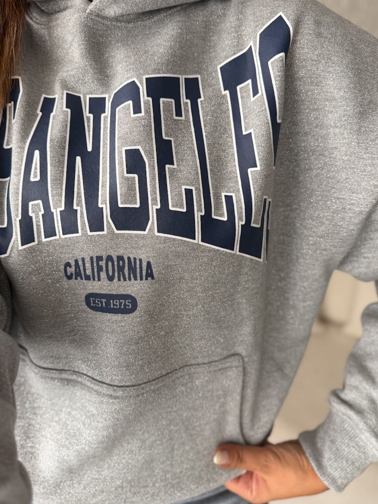 Orijinal Marka Gri Melenaj Simli Kapüşonlu Sweatshirt