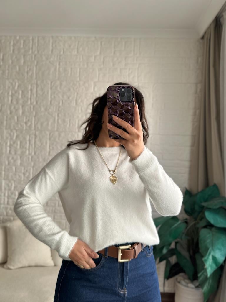 Orijinal Marka Kaşmir Kazak Beyaz