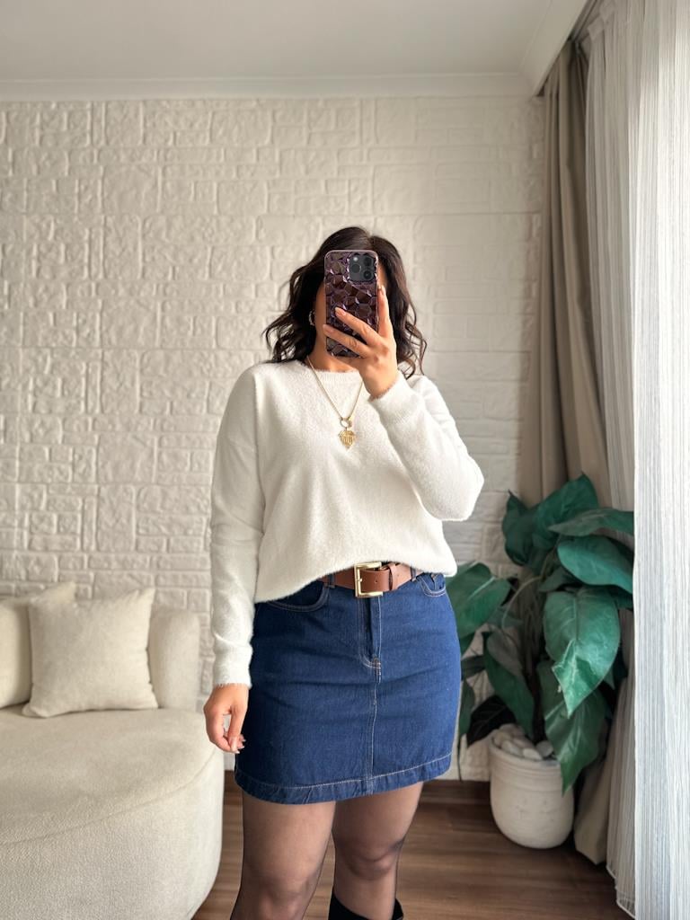 Orijinal Marka Kaşmir Kazak Beyaz