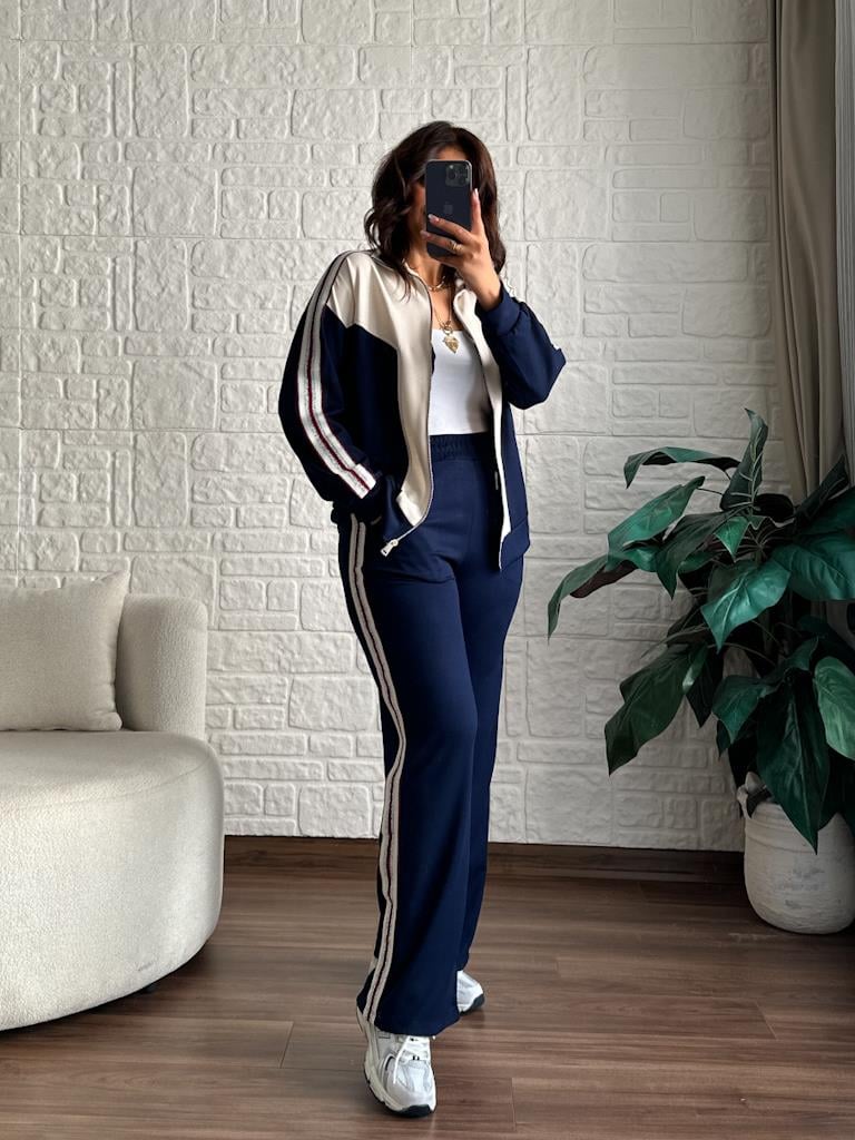 Orijinal Marka Omuz Sim Şeritli Modal Takım Lacivert