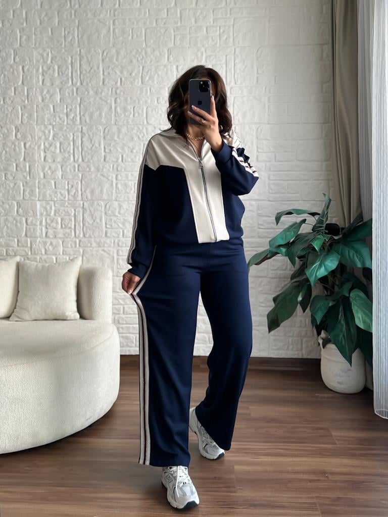 Orijinal Marka Omuz Sim Şeritli Modal Takım Lacivert