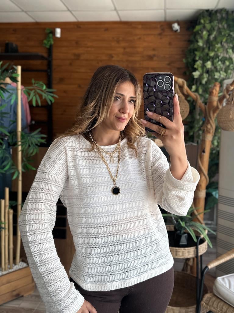 Orjinal Marka Ekru Ajurlu Triko