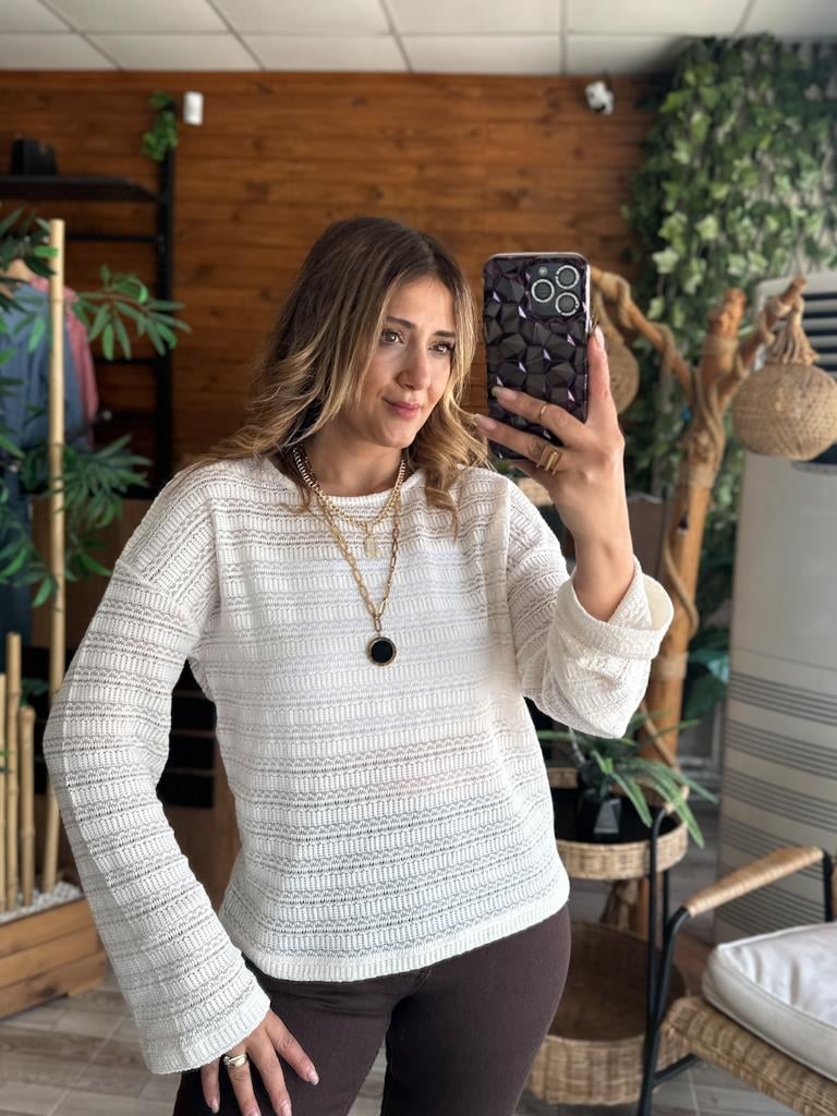 Orjinal Marka Ekru Ajurlu Triko