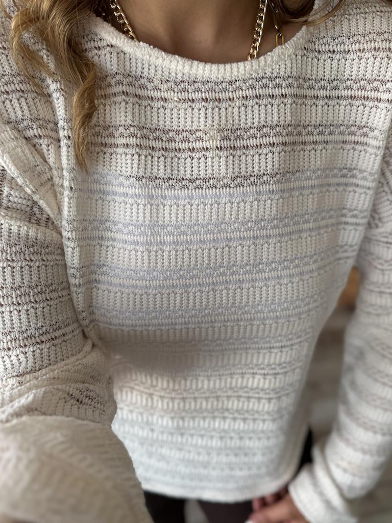 Orjinal Marka Ekru Ajurlu Triko