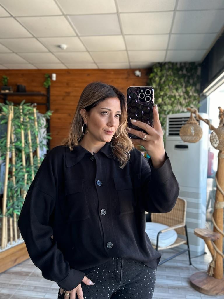 Orjinal Marka Gömlek Görünümlü Çelik Örme Hırka