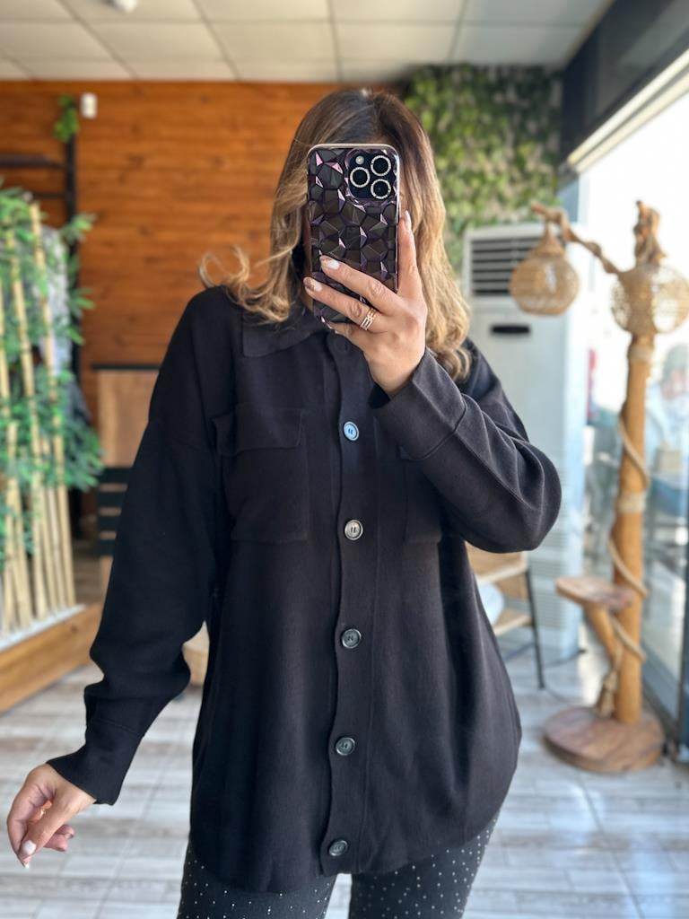 Orjinal Marka Gömlek Görünümlü Çelik Örme Hırka