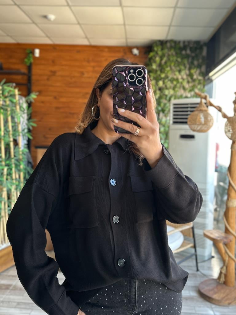 Orjinal Marka Gömlek Görünümlü Çelik Örme Hırka