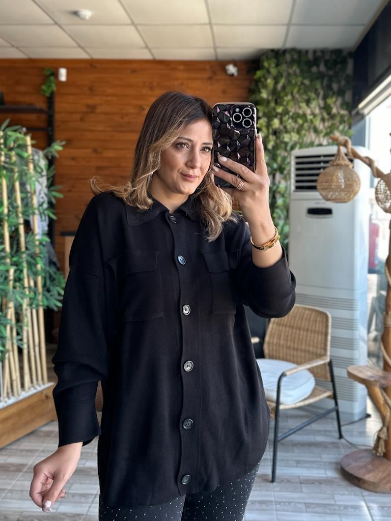 Orjinal Marka Gömlek Görünümlü Çelik Örme Hırka