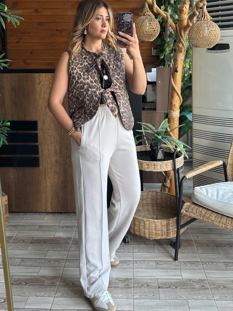 Orjinal Marka Kapitone Leopar Yelek