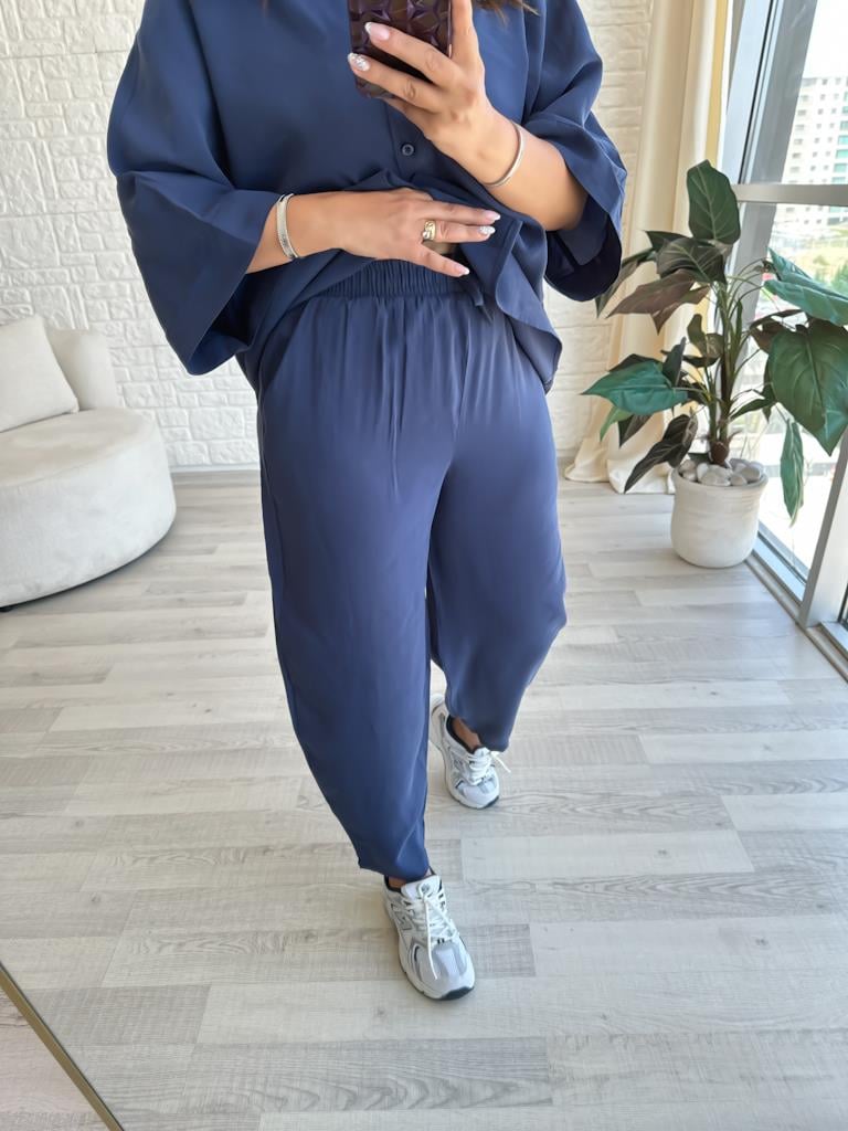 Orjinal Marka Moadal Yarasa Kol Salaş Gömlekli Takım Lacivert