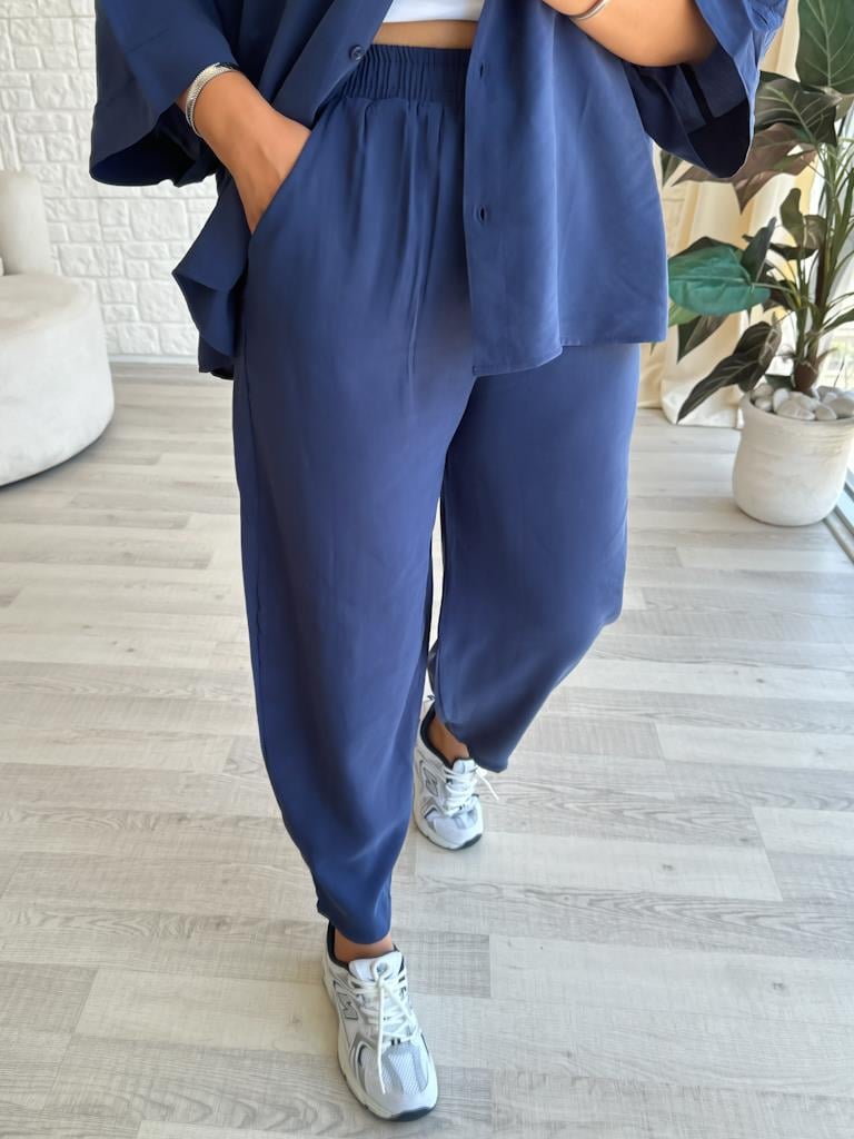 Orjinal Marka Moadal Yarasa Kol Salaş Gömlekli Takım Lacivert