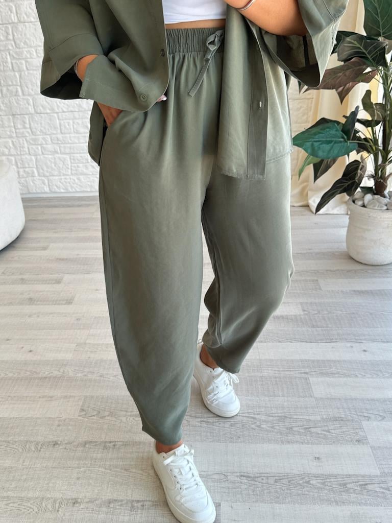 Orjinal Marka Moadal Yarasa Kol Salaş Gömlekli Takım Haki Yeşil