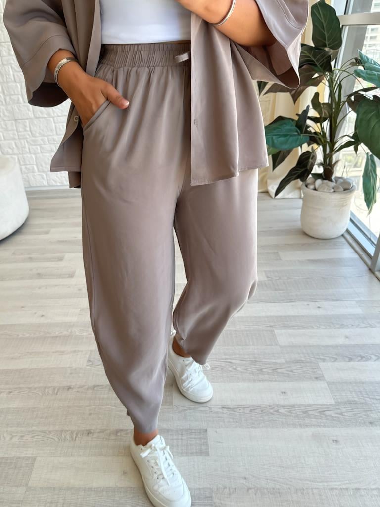 Orjinal Marka Moadal Yarasa Kol Salaş Gömlekli Takım Vizon