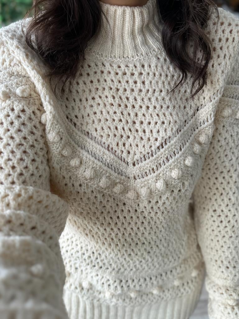 Orjinal Marka Örme Ajur Detay Balıkçı Yaka Kazak