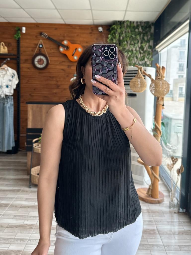 Orjinal Marka Sıfır Yaka Piliseli Bluz