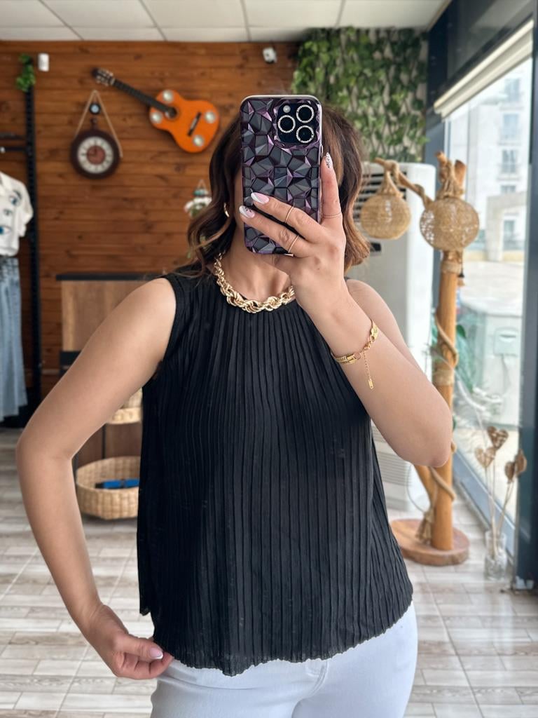 Orjinal Marka Sıfır Yaka Piliseli Bluz