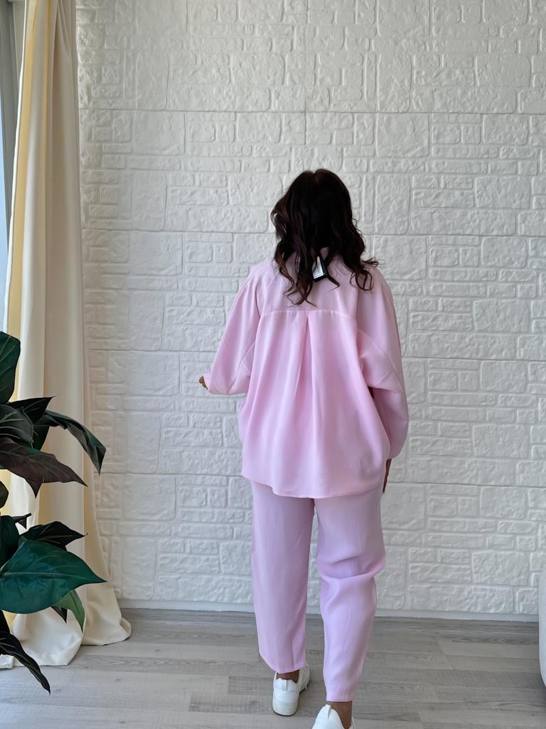 Orjinal Marka Tensel Kumaş Kol Paça Pensli Takım Pembe