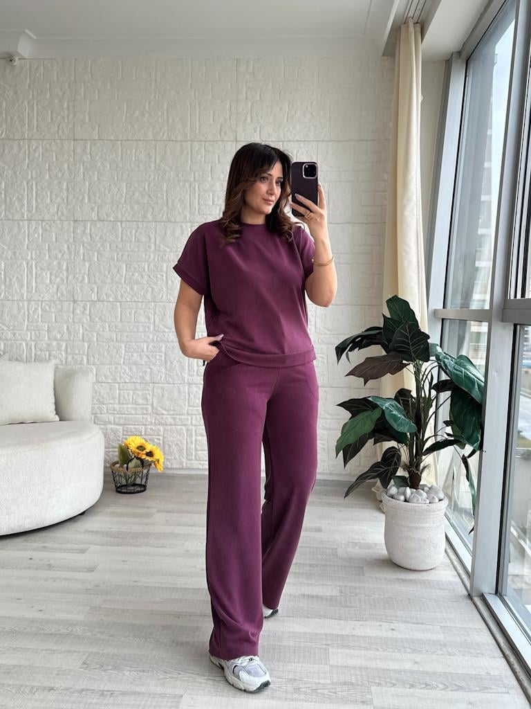 Oys Pike Kumaş Basic İkili Takım Mürdüm