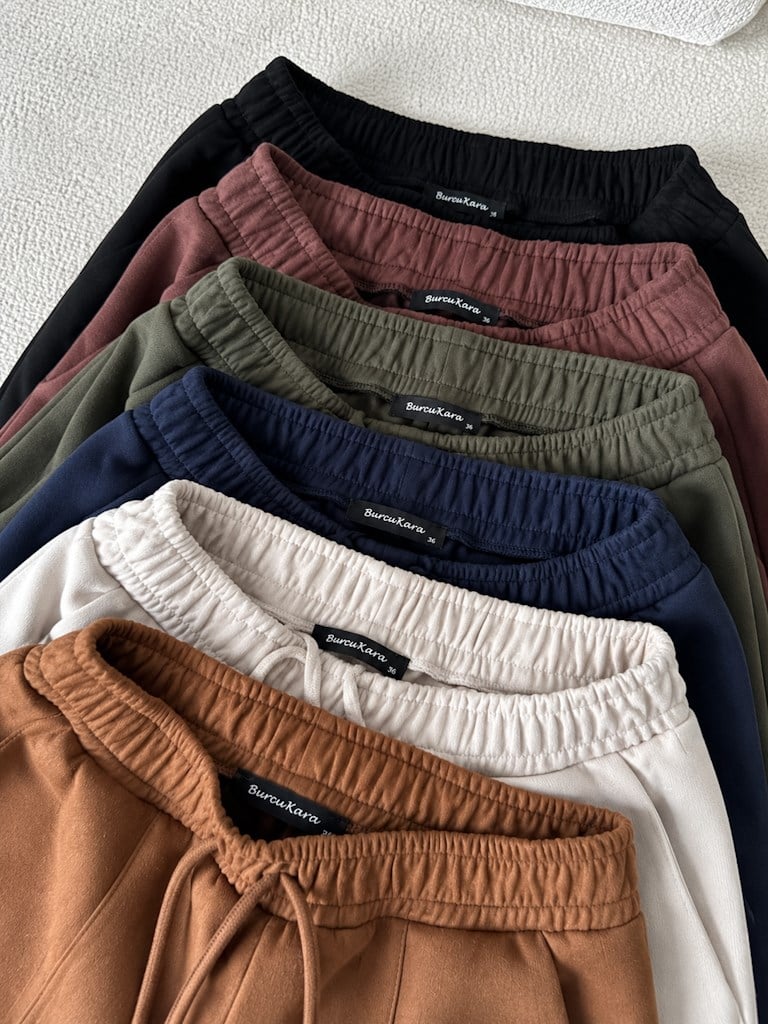 Özel Üretim Beli Lastikli Çıma Dikişli Nubuk Pantolon Lacivert