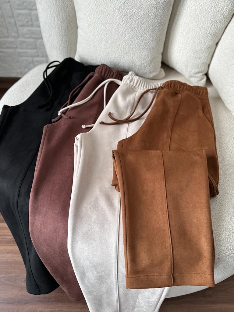 Özel Üretim Beli Lastikli Çıma Dikişli Nubuk Pantolon Taş