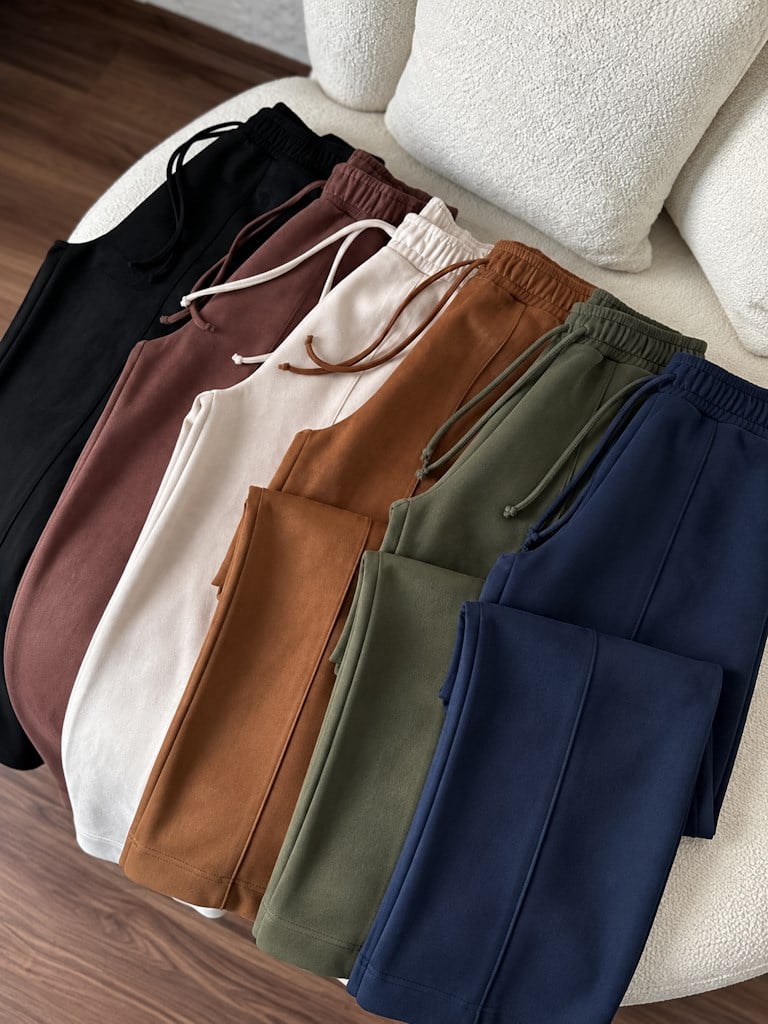 Özel Üretim Beli Lastikli Çıma Dikişli Nubuk Pantolon Lacivert