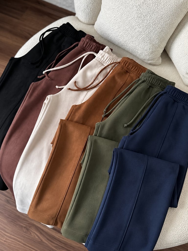 Özel Üretim Beli Lastikli Çıma Dikişli Nubuk Pantolon Haki