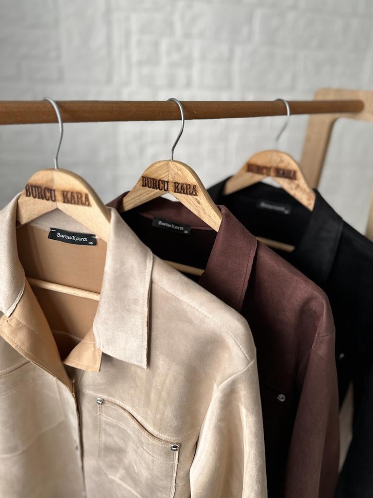 Özel Üretim Süet Over Size Ceket Gömlek Kahverengi