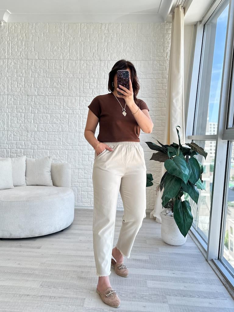Paça Püskül Detaylı Beli Lastikli Orjinal Marka Pantolon