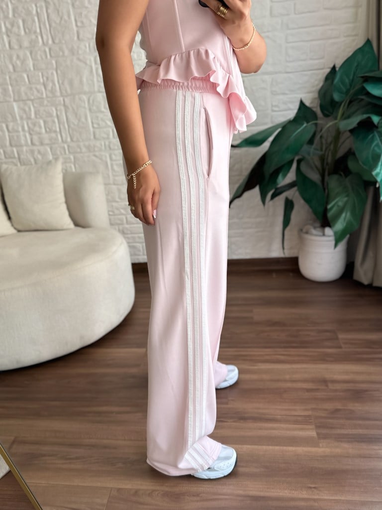 Pembe Korse Askılı Eşofman Takımı