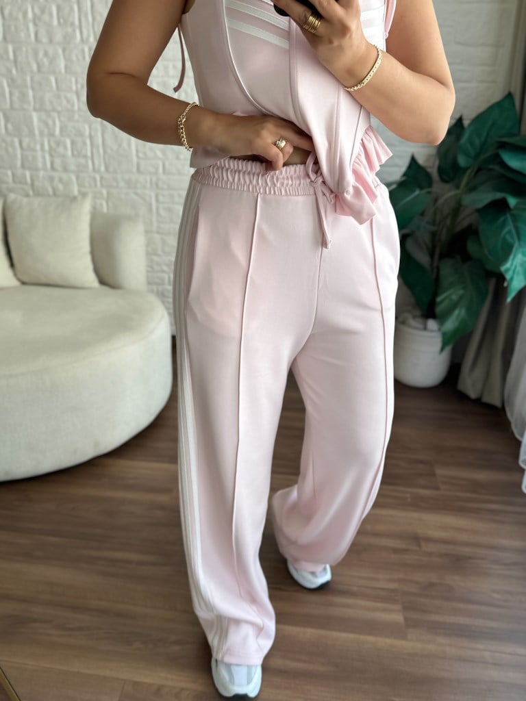 Pembe Korse Askılı Eşofman Takımı