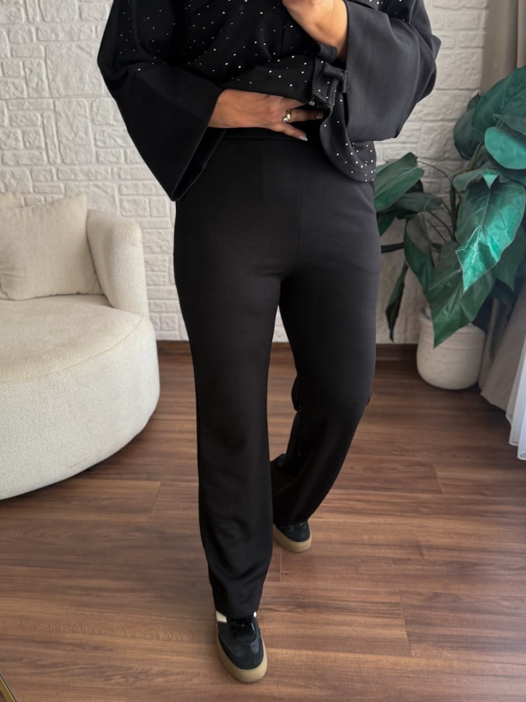 Premium Önü Bağlamalı Taşlı Tok Modal Takım Siyah