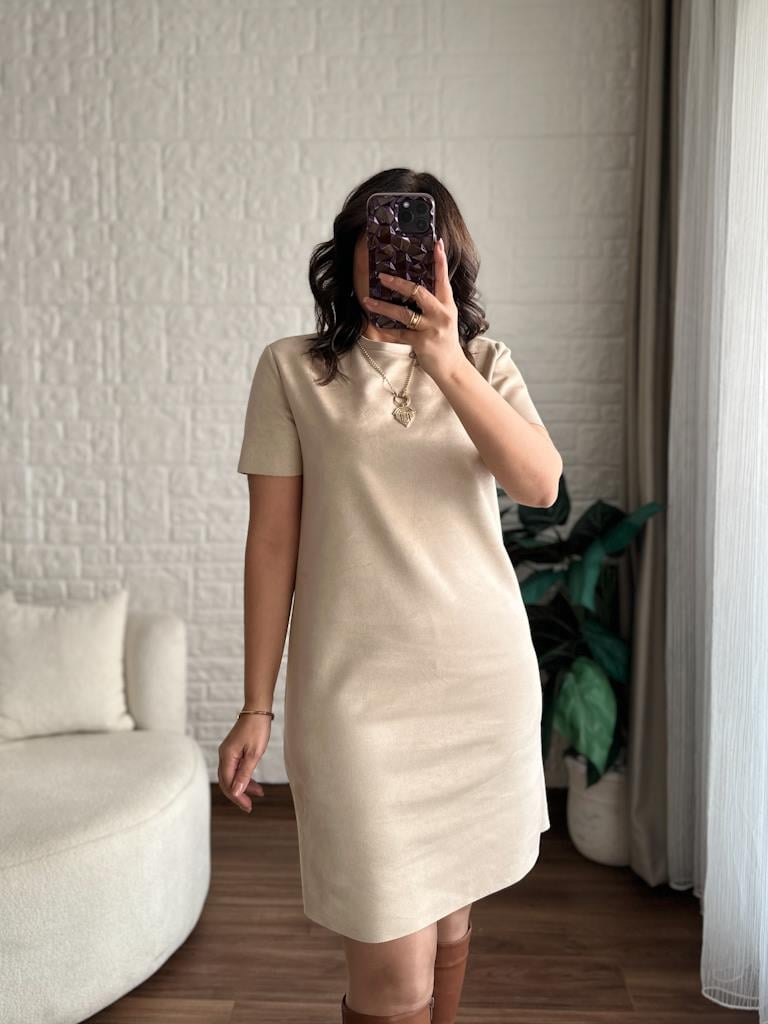 Premium Özel Üretim Nubuk Elbise Bej