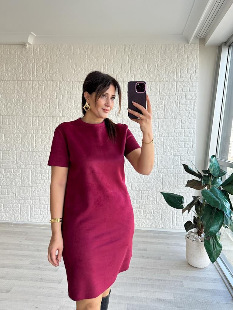 Premium Özel Üretim Nubuk Elbise Mürdüm