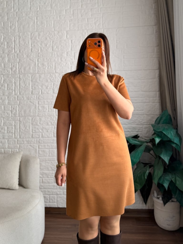 Premium Özel Üretim Nubuk Elbise Taba