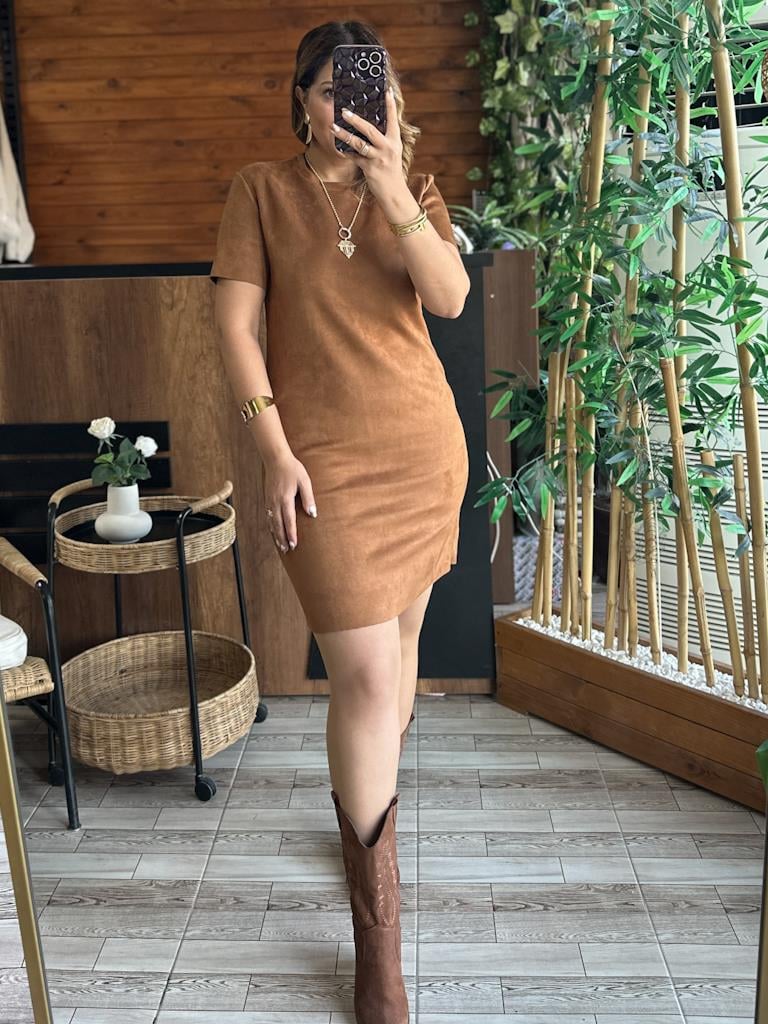 Premium Özel Üretim Nubuk Elbise Taba