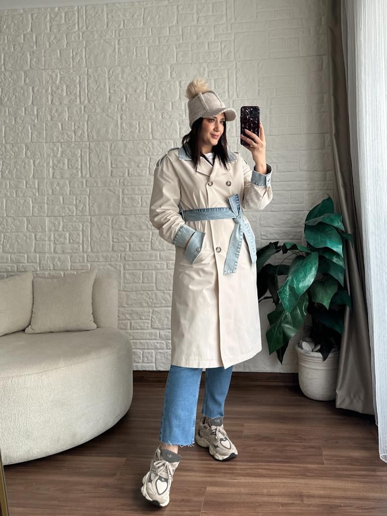 Premium Robin Jean Detay Trençkot Taş
