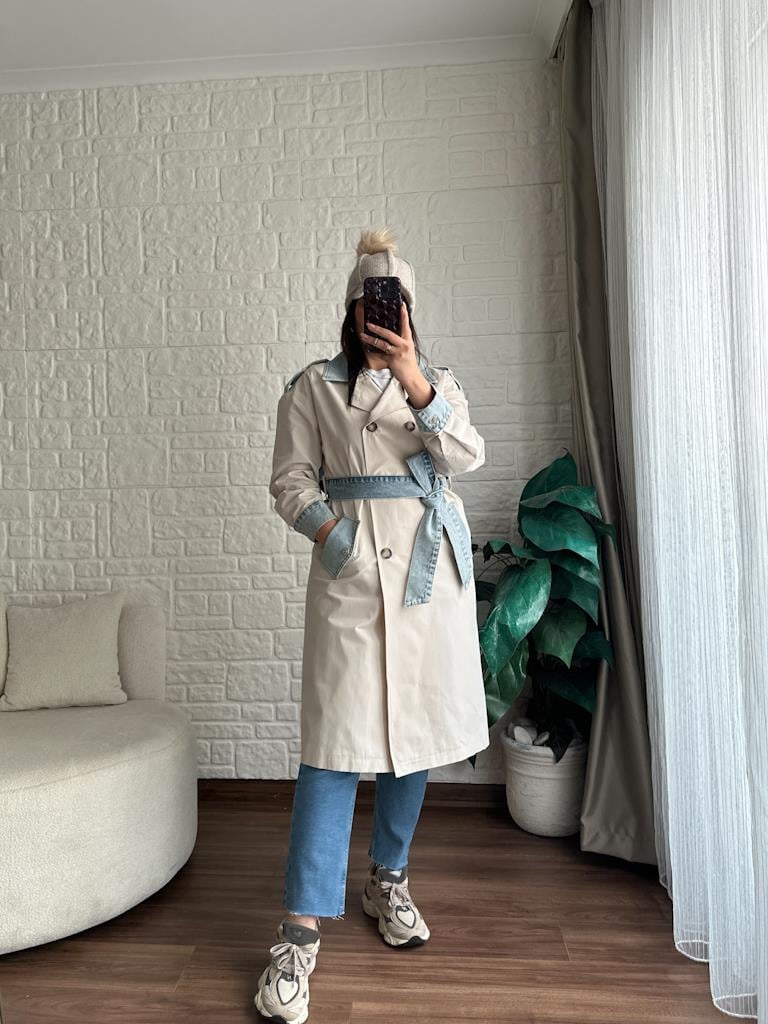 Premium Robin Jean Detay Trençkot Taş