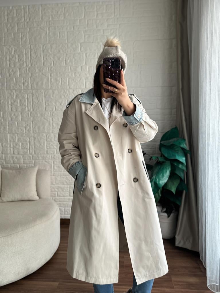 Premium Robin Jean Detay Trençkot Taş