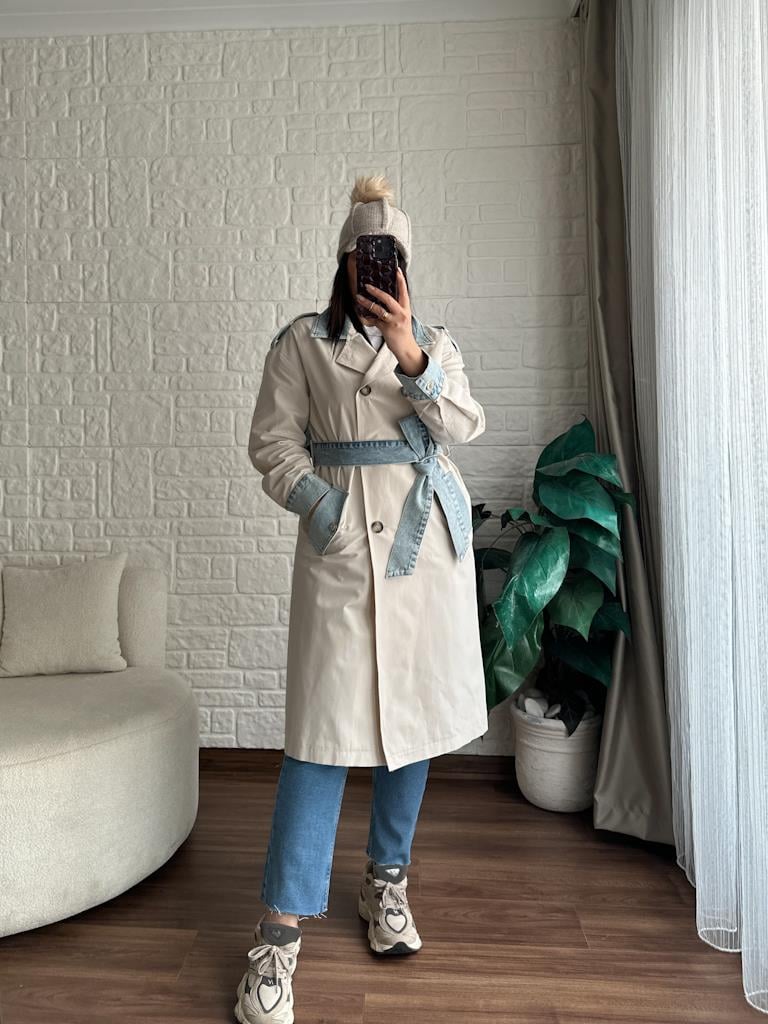 Premium Robin Jean Detay Trençkot Taş