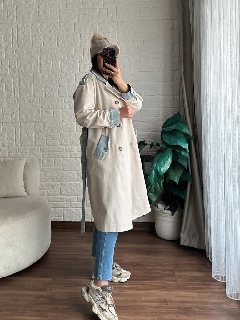 Premium Robin Jean Detay Trençkot Taş