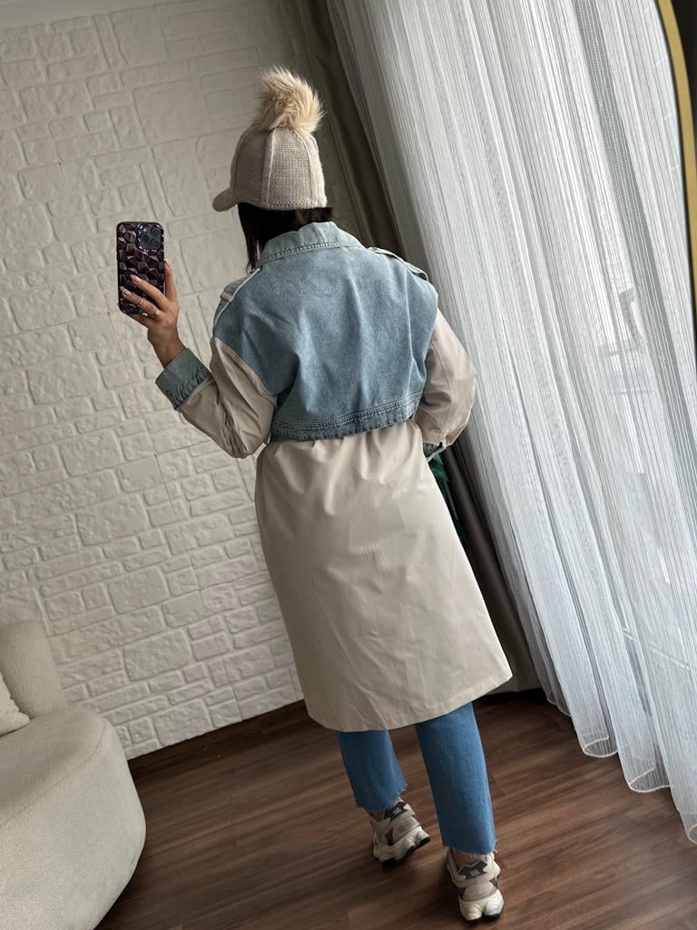 Premium Robin Jean Detay Trençkot Taş